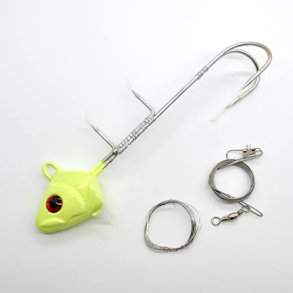 Explosions Tianya long-cast luminous Fishhead hook lead hook 15g-225g shore throwing boat fishing hairtail Tianya hook two needles