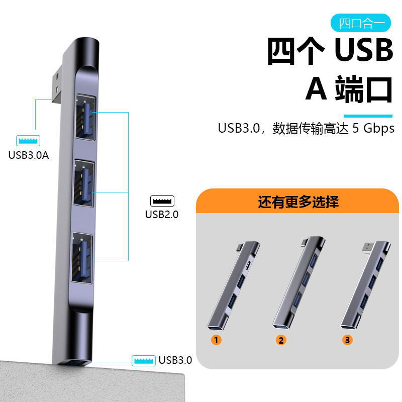 Suministro directo de fábrica USB3.0 estación de acoplamiento divisor typec estación de acoplamiento enchufe directo enchufe lateral borde-pegado pequeño y conveniente