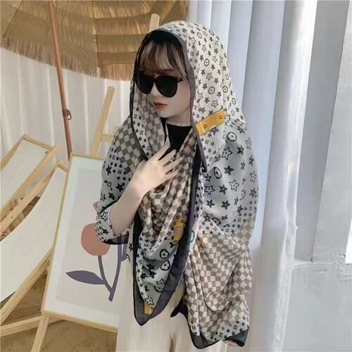 【Factory Direct】Korean Spring and Summer New Cotton Linen Gauze Scarf Thin Satin Shawl Outing Sunscreen Beach Towel for Women