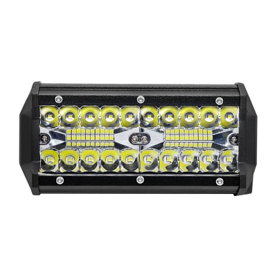 Cross-border car LED work light 120W high-brightness three-row 7inch strip light off-road vehicle roof light front bumper spotlight modification (İşçi projektorları) - thick-aluminum-wide-pressure-white-light