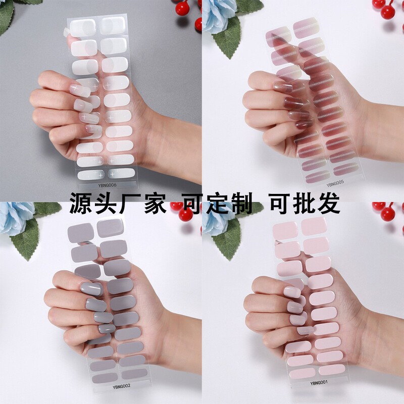 New Gel Lighting Manicure Stickers 20 Nail Polish Glue Phototherapy Nail Stickers Full Gel Semi-Baked Manicure Stickers Wholesale