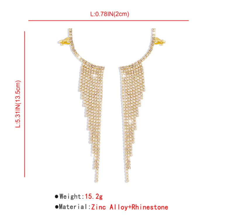 1 Pair Quantity 1 Pair Luxurious Tassel Alloy Plating Rhinestones Women's Drop Earrings