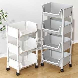 School Bag Storage Rack Floor-Standing Multi-Layer Movable Trolley Storage Rack under the Table for Books Household Small Bookcase