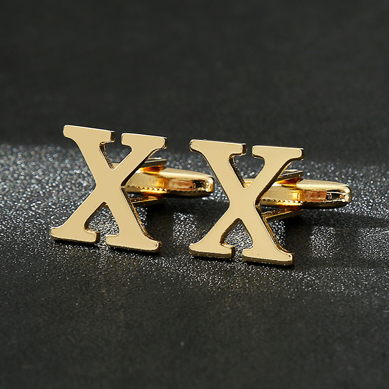 10g Weight Cufflinks Classification 1 Piece Quantity Casual Occasion Iron Material letter Pattern Unisex Gender Plating Design Vintage Style Style 1 Piece Vintage Style Letter Iron Plating Unisex Cufflinks 9