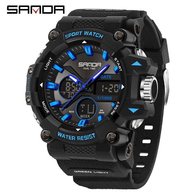 SANDA marca Amazon explosivo reloj electrónico de deportes estudiantes reloj electrónico despertador reloj multifuncional impermeable