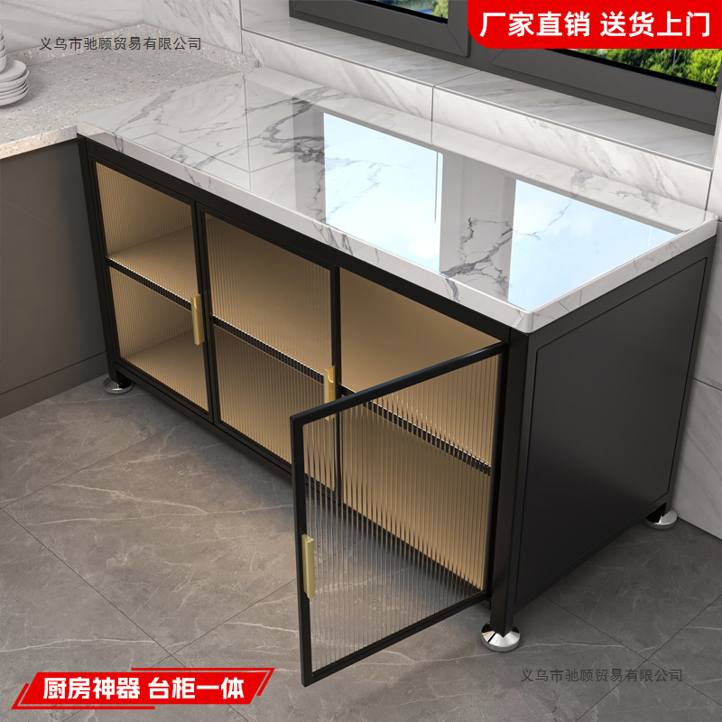 Popular Side-By-Side Slate Kitchen Storage Rack Floor-Standing Multi-Layer Storage Cabinet Multi-Function Microwave Oven Vegetable Cutting Sideboard