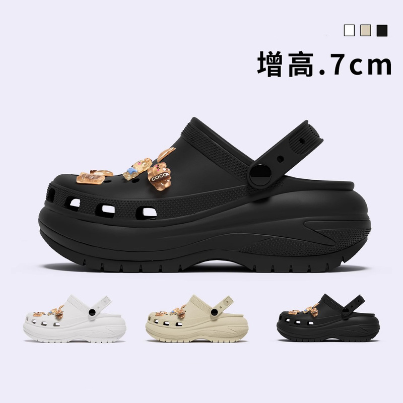 Women's Summer Outdoor Clogs with Thick Soles, Height-Increasing Closed-Toe Eva Non-Slip Breathable Odor-Resistant Camping Sandals