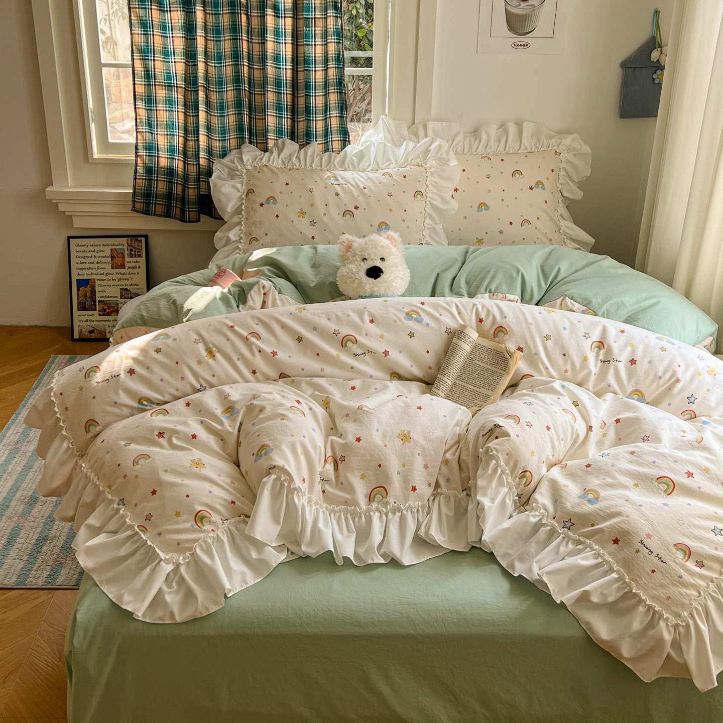 French Style Princess Lace Cotton Bedding Set Double Layer Gauze_voghion.com