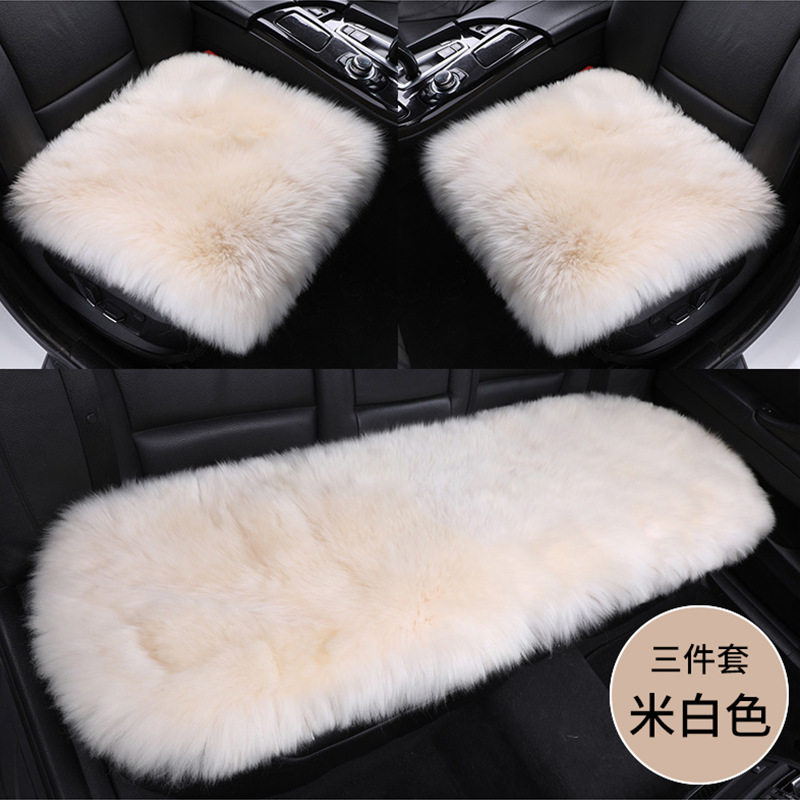 Cross-border New Australian Small Three-piece Set Tie-free Non-slip Seat Cushion Fur One-piece Warm Seat Cover Wool Car Cushion