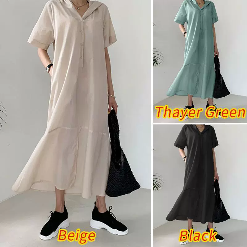 Трансграничное летнее платье из хлопка и льна в японском стиле с капюшоном, свободное платье с художественным темпераментом, длинное платье больших размеров с V-образным вырезом