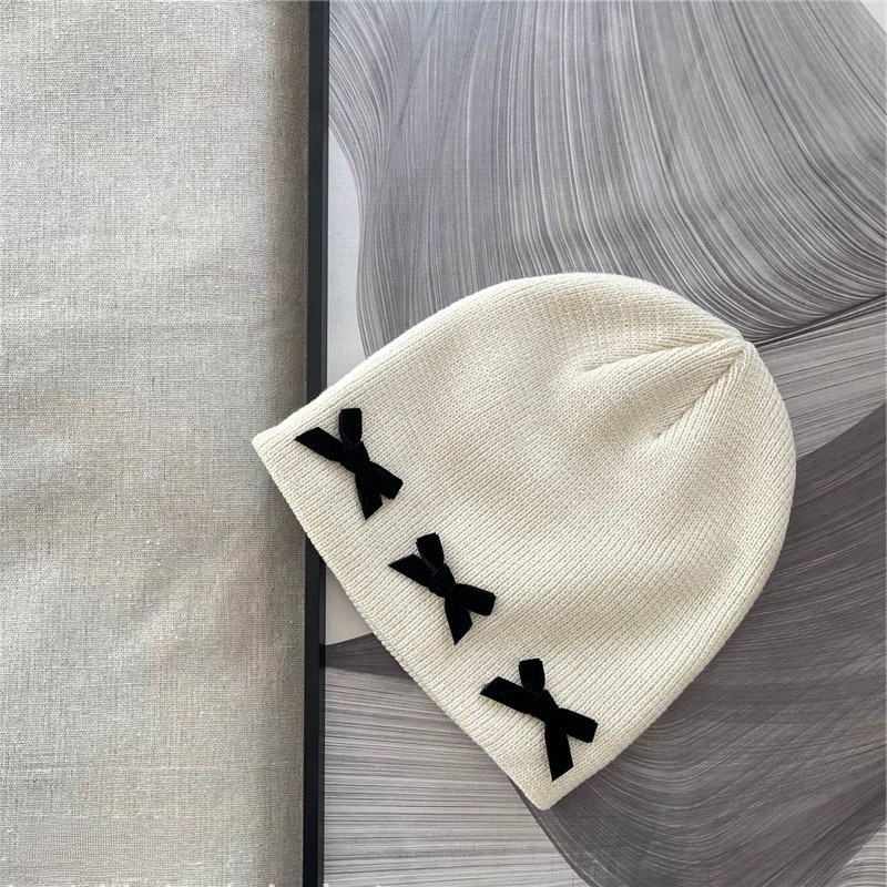 Unisex Children's knitted hat Autumn and winter girls' knitted hat Warm bow children's pullover hat everything goes with it_voghion.com