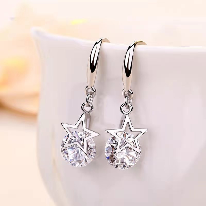 網紅同款小清新五角星耳環日韓版飾品耳釘女生日耳墜新款愛人禮物
