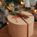 大圆形牛皮纸盒小红书伴手礼盒INS饼干盒风吕敷DIY烘培包装圣诞节