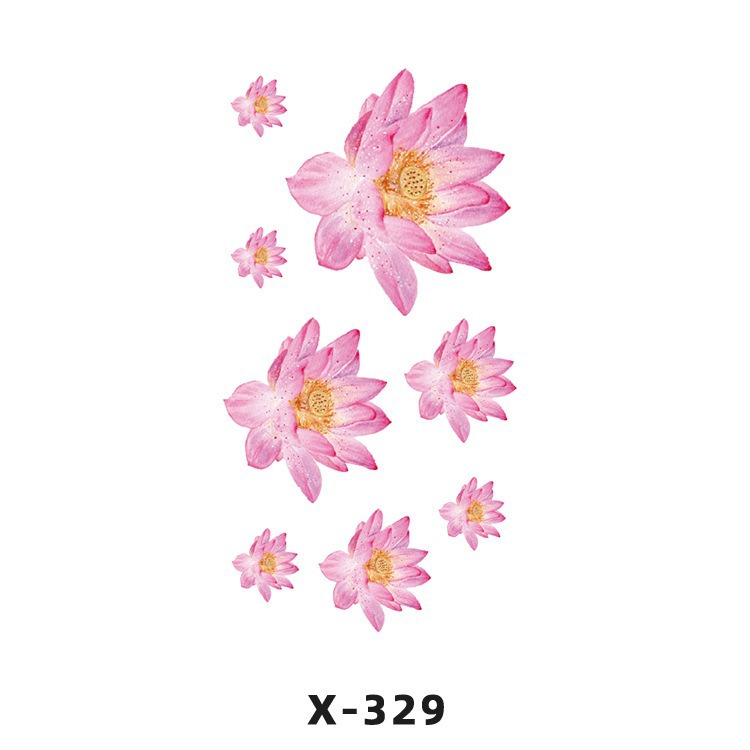 Arco de flor pequeña pegatinas de tatuaje fresco 3D dibujos animados transfronterizo Henna rosa impermeable texto en inglés pegatinas de tatuaje