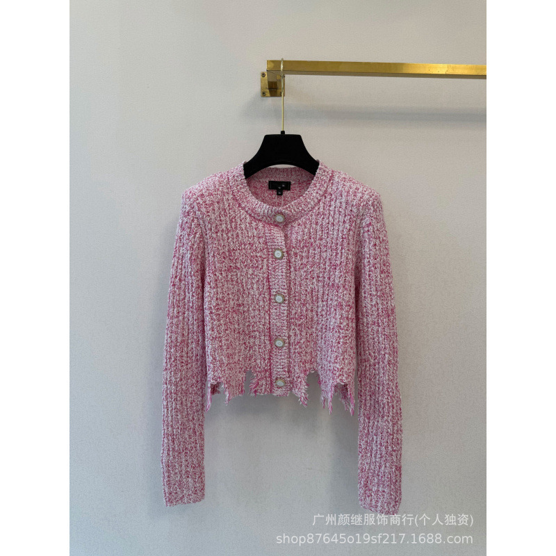 Shenzhen Nanyou~CH brand top version round-neck short knitted cardigan for women, spring and autumn tweed sweater jacket, slim fit and trendy Shenzhen Nanyou~CH brand top version round-neck short knitted cardigan for women, spring and autumn tweed sweater jacket, slim fit and trendy