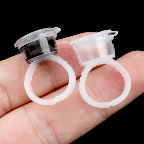 Wholesale eyelash grafting glue cup, flip-top color material embroidery ring cup, 50/bag OPP bag packaging