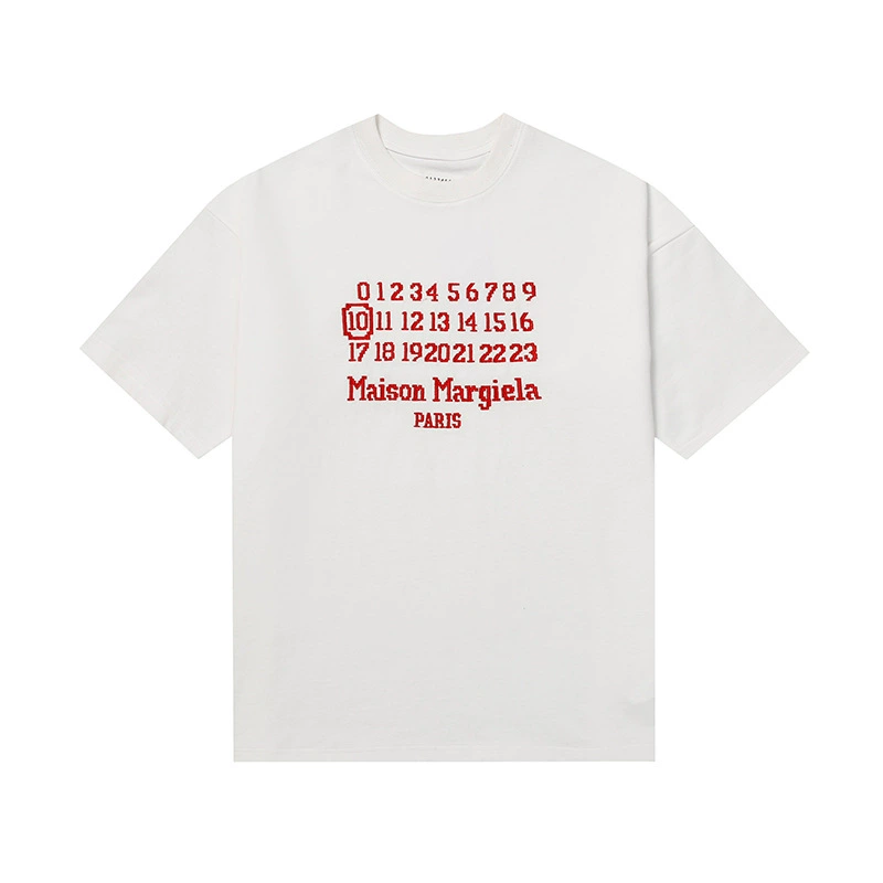 Maison Margiela 24SS коллекция MM6 цифровой узор круглый вырез мужской и женский модный бренд укороченный рукав футболка серия