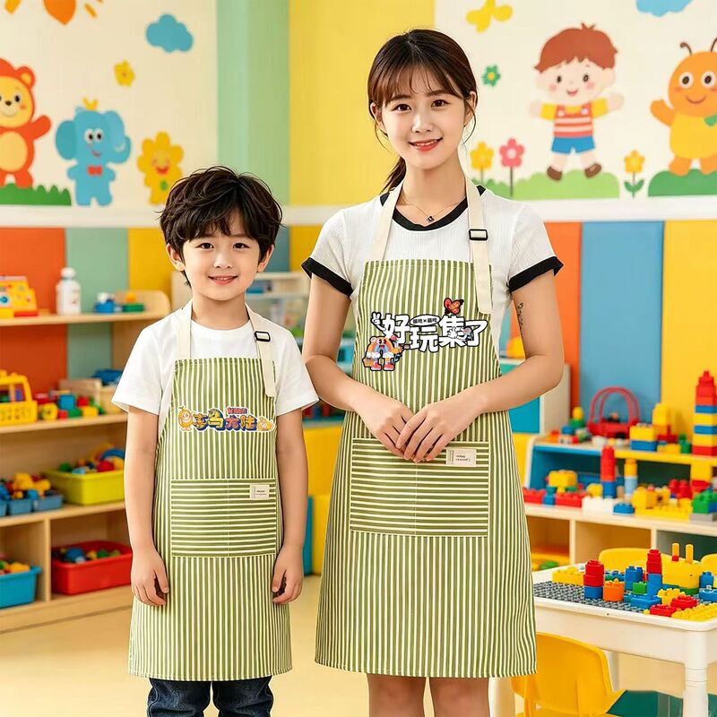 New Style Cotton and Linen Anti-Stain and Dirt-Resistant Apron for Parent-Child Household Use, for Cooking and Housework, Custom Logo Apron, Breathable Workwear