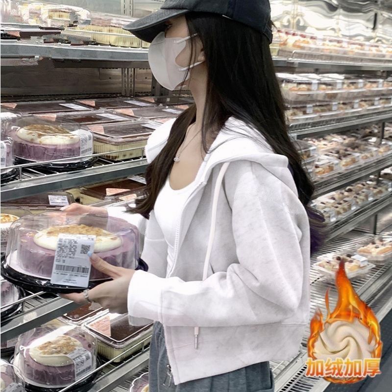 短款外套女春秋款2025新款连帽卫衣小个子休闲上衣初秋装韩系穿搭|undefined