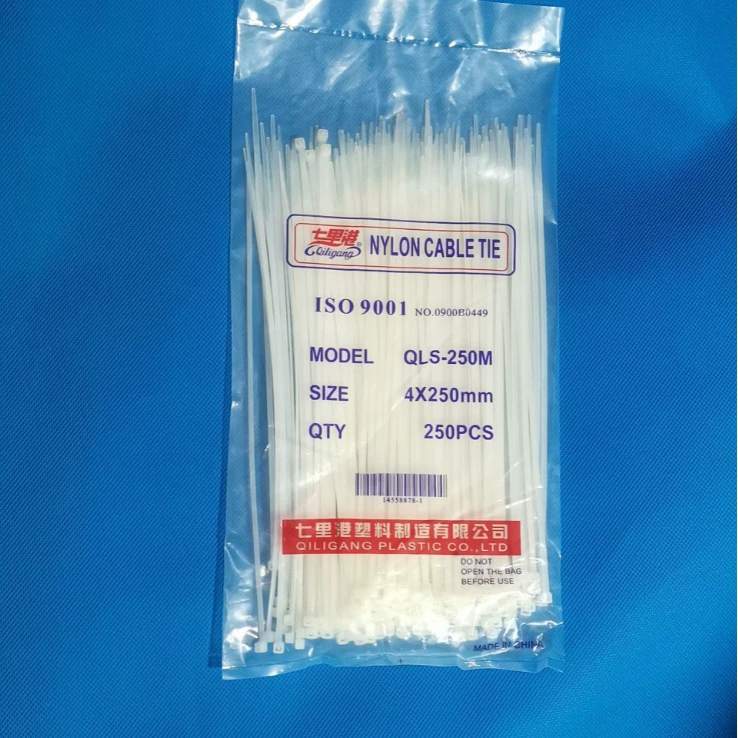 Прямые продажи от производителя, оригинальный новый материал, самоблокирующиеся черно-белые нейлоновые кабельные стяжки 4*250 мм