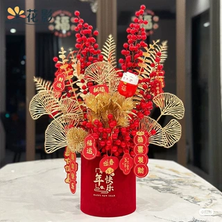 花影新年绒布桶花桶抱抱桶diy材料喜庆装饰福桶乔迁新居插花盒