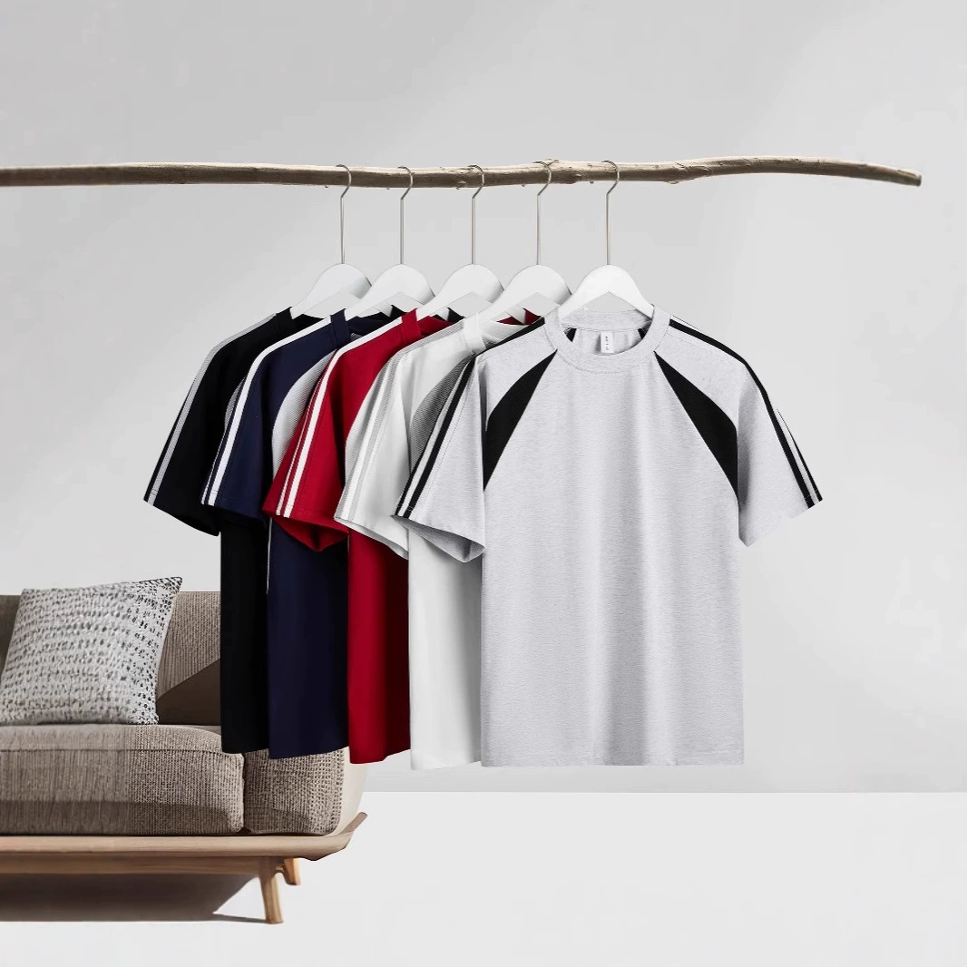 2025 новая хлопковая спортивная футболка 240G плотная мужская футболка с коротким рукавом для пар модный бренд