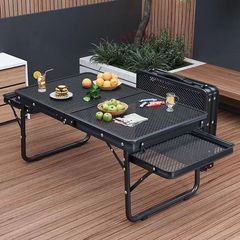 屋外折り畳みテーブルキャンプ多機能鉄網バーベキューポータブルピクニックピクニックテーブルアルミ合金床折り畳みテーブル
