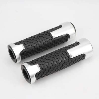 Motorcycle Handlebar Grips Cnc Modified Handlebar Rubber Grips 22mm Universal Handlebar Rubber Grips Throttle Grip (Motorcycle Handle Cover) - 2224mm1-pair-silver