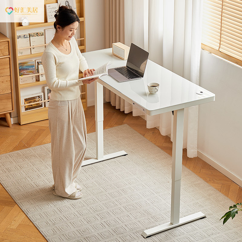 Electric Lifting Table Intelligent Tempered Glass Computer Desk Home Learning Office Desk Book Table