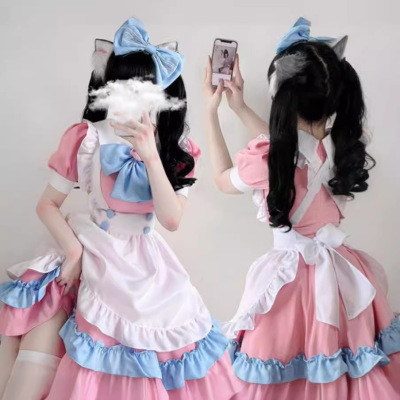 Maid Dress (Japanese) COS lovely Lolita girl Dress Gangster Lolita suit Quadratic element Costume