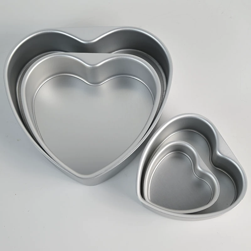 Heart-Shaped Cake Pan, Anodized Aluminum Alloy, Removable or Solid Bottom, Thickened