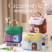 多巴胺小房子化妆包女大容量分区手提2025新款防水旅行便携收纳袋