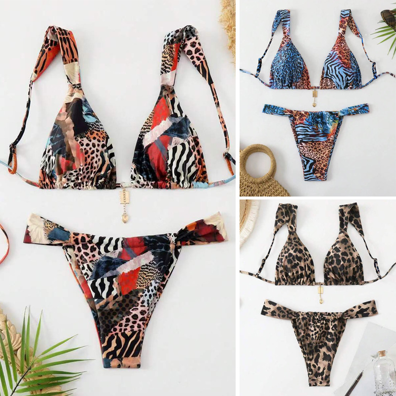 GraceChic 2025 New European And American Swimwear Sexy Cross-Border Bikini Printed Tie High-End Hot Girl Pure Desire Swimsuit For_voghion.com