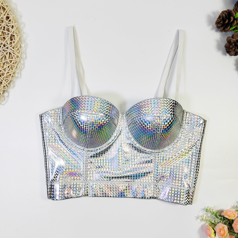 Amazon cross-border Sea Source factory wholesale body shaping PU leather tube top inner wear outer wear vest Fishbone corset