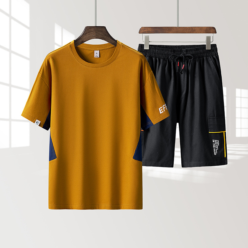 2022 hombre trajes de moda inns delgados cinco pantalones de trabajo deportivos casuales de hombre de verano set de dos piezas