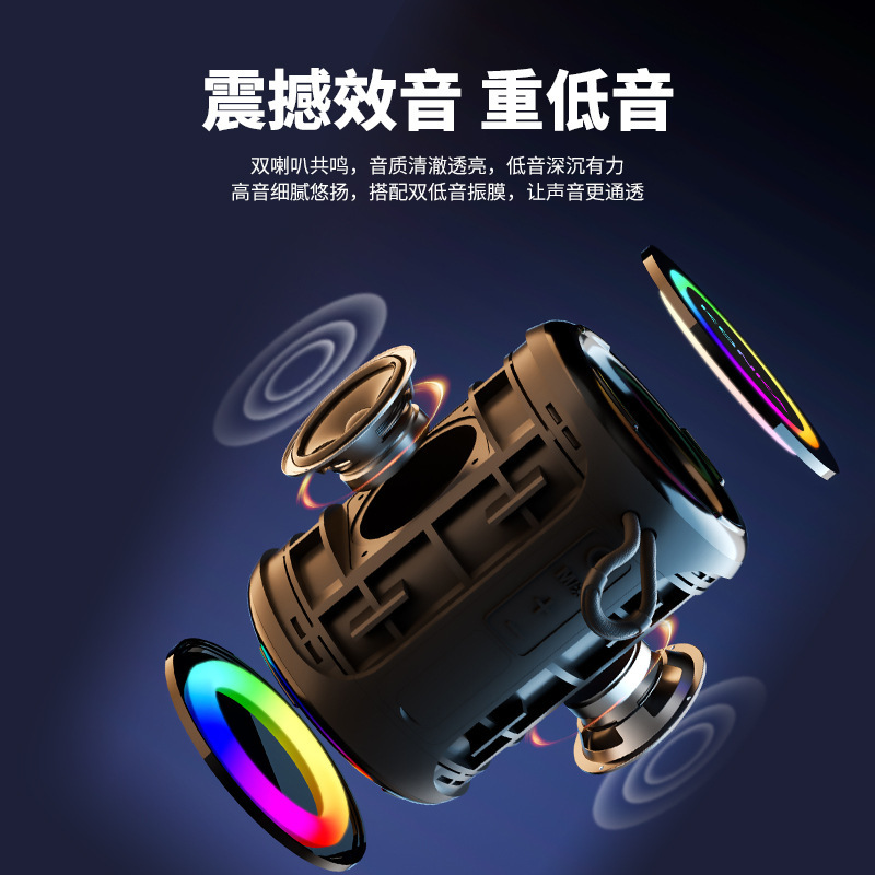 クロスボーダーbluetoothオーディオ便利式bluetoothスピーカー屋外カード重サブウーファ三ユニットカードusb|undefined