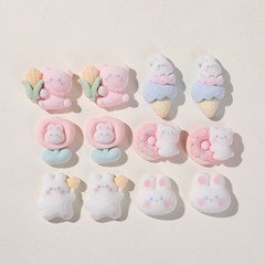 軟萌可愛百搭植絨毛絨玉米甜甜圈小白兔diy頭飾髮飾髮夾材料批發