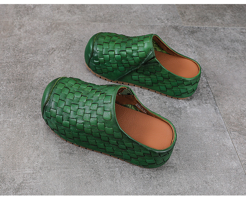 Sandal cao gót nữ da thật mũi nhọn đan thủ công, gót 9 cm — màu nâu chi tiết 12