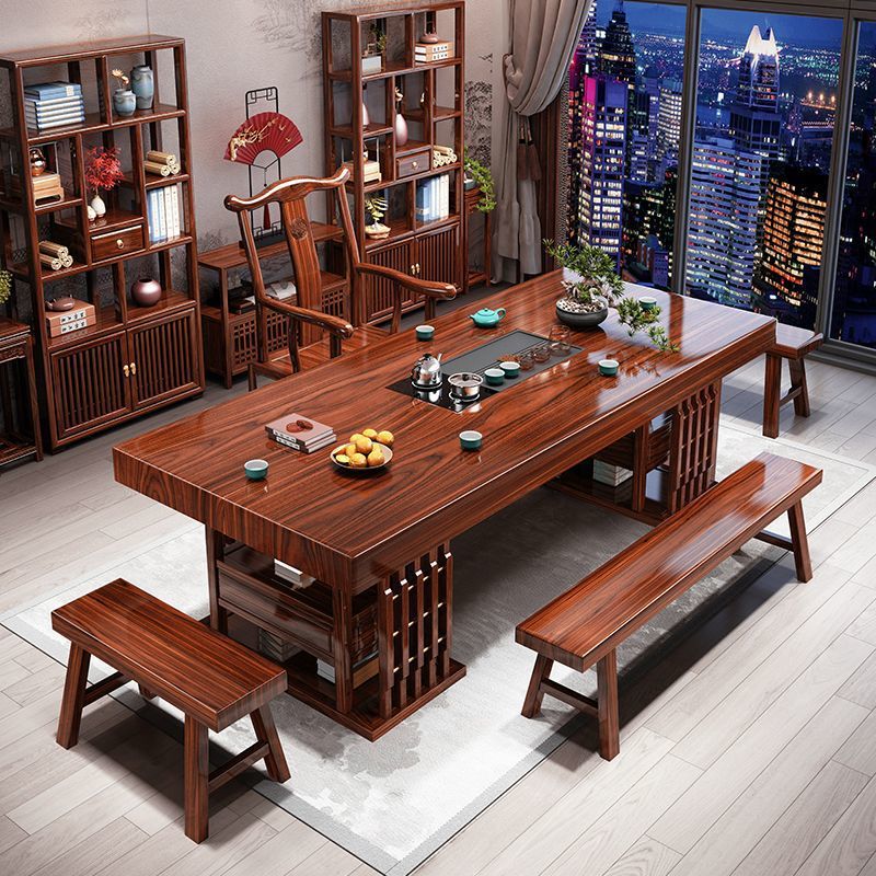 Mesa y silla de madera maciza, mesa de té china, mesa de té de oficina doméstica, mesa de té de oficina en todo uno