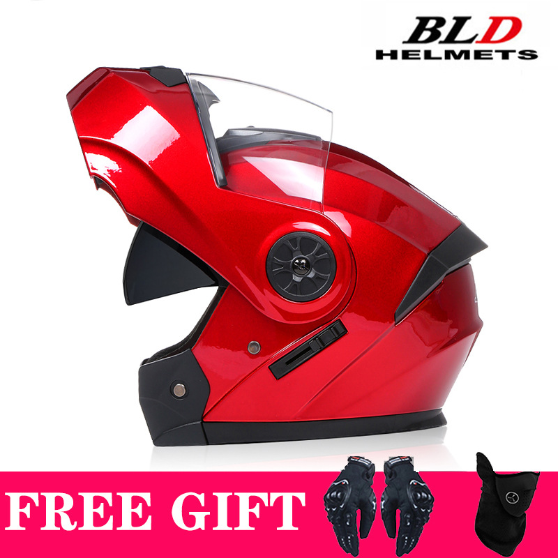 Helmet Double Visor, Motuoche Motosiklet kaskı (dəbilqə) - red-transparent-visor-gift-mask-gloves-s55-56