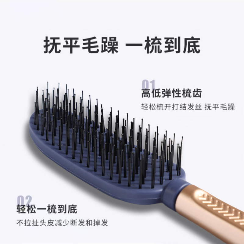 高低針ヘアスムージングコーム、ウェット＆ドライ両用コーム、頭皮健康マッサージコーム、ヘアスムージング、静電気防止、ふわふわ家庭用|undefined