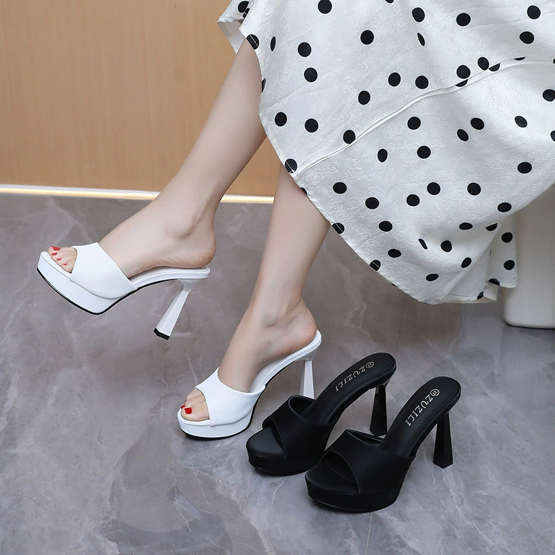 2025 новые летние шлепанцы супер высокий каблук толстый каблук сандалии