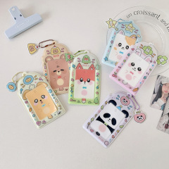 かわいい動物学生カードホルダー、スターチ�ングカード保護カバー、ポラロイド収納カバー、キャンパスカードペンダント収納ブック