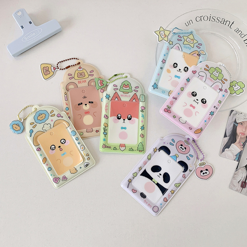 かわいい動物学生カードホルダー、スターチ�ングカード保護カバー、ポラロイド収納カバー、キャンパスカードペンダント収納ブック|undefined