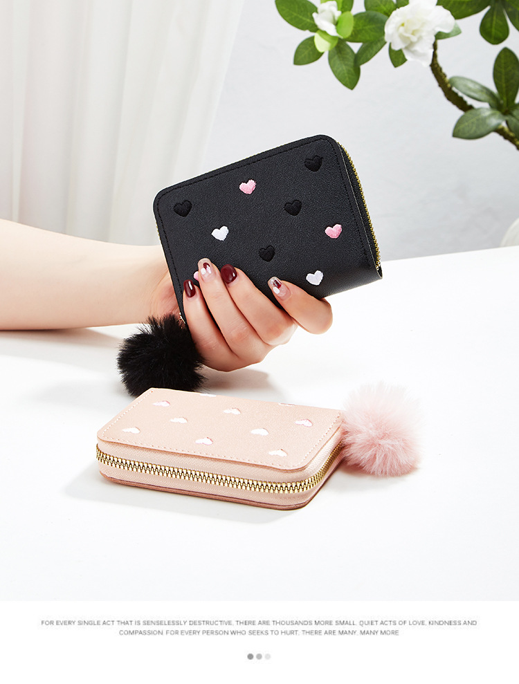 Heart Shape Pattern Women's Heart Shape Pu Leather Zipper Wallets