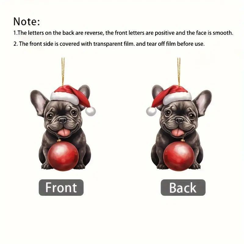 Navidad nuevo adorable cachorro navideño colgante acrílico plano transfronterizo colgante de automóvil llavero colgante