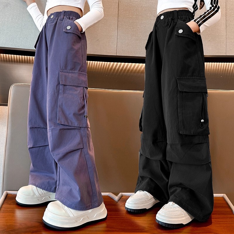 Girls' Cargo Pants 2026 New Trendy Cool Style Spring and Autumn Street Fashion Loose Pants for Older Children Two-Way Wear Wide-Leg Pants Girls' Cargo Pants 2026 New Trendy Cool Style Spring and Autumn Street Fashion Loose Pants for Older Children Two-Way Wear Wide-Leg Pants