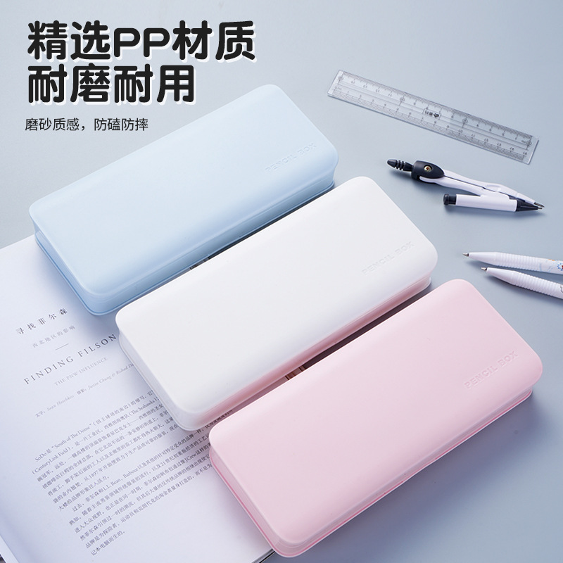 Caja de papelería de macaron hecha a mano pegamento de crema de bricolaje caja de lápices de plástico multifuncional impresión de flip texto de LOGO