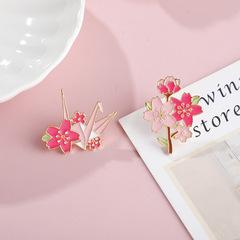 甜美日系學院和風櫻花千紙鶴胸花胸針 女生可愛徽章胸針衣飾