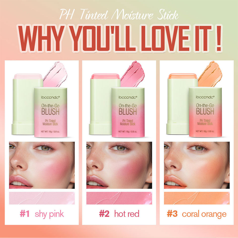 ibcccndc Color-changing Rotating Blush Cream Contouring Blush Cream Natural Nude Makeup Matte Blush Stick Specification drawing